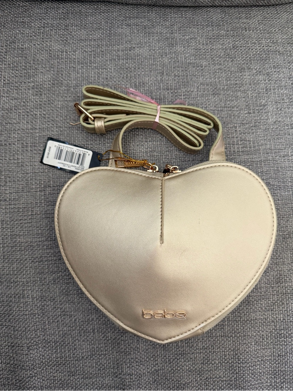 bebe Malou Metallic Gold Heart Crossbody Mini Bag Brand New with Tags